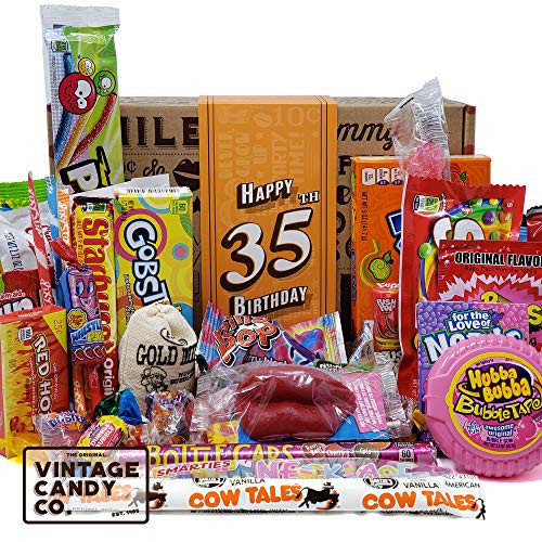 VINTAGE CANDY CO  35TH BIRTHDAY RETRO CANDY GIFT BOX  1985 Decade Childhood Nostalgic Candies  Fun Funny Gag Gift Basket  Milestone 35 Birthday PERFECT For THIRTY FIVE Year Old Man  Woman VINTAGE CANDY CO  35TH BIRTHDAY RETRO CANDY GIFT BOX  1985 Decade Childhood Nostalgic Candies  Fun Funny Gag Gift Basket  Milestone 35 Birthday PERFECT For THIRTY FIVE Year Old Man  Woman