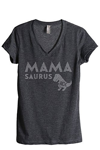 Thread Tank Mamasaurus Rex Women s Relaxed VNeck TShirt Tee Charcoal Small