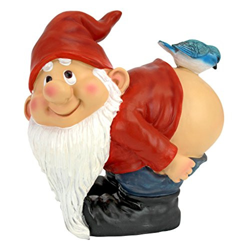 Design Toscano Loonie Moonie Bare Buttocks Garden Gnome Statue, Medium 8 Inch, Polyresin, Full Color