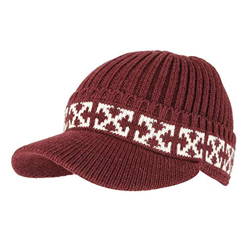 WITHMOONS Winter Knit Visor Beanie Hat Baseball Watch Cap CRQ1102 Wine