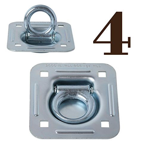 4 Pack | D Ring Tie-Down Anchors (Large Square), Recessed Pan Fitting DRings Heavy Duty Steel Cargo Tie Downs,Truck/Trailer/Flatbed/Pickup Anchor, Note: Plate and Hardware NOT Included.