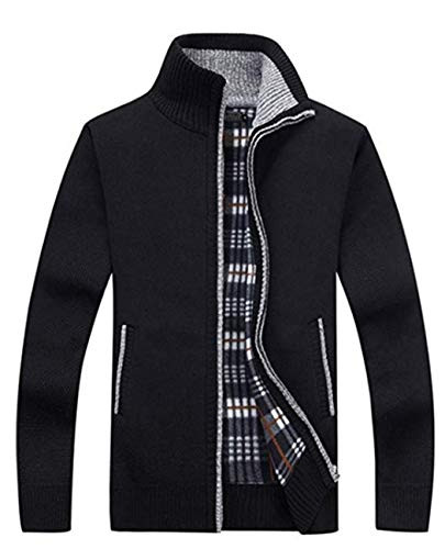 VtuAOL Men s Casual Soft Knit Full Zip Cardigan Sweaters Black US XL