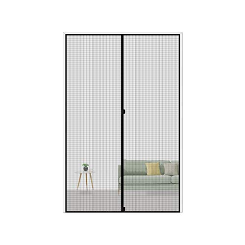 MAGZO Magnetic Screen Door 34 x 80 Reinforced Fiberglass Mesh Curtain Back Door Mesh with Full Frame HookLoop Fits Door Size up to 34 x80  MaxGrey