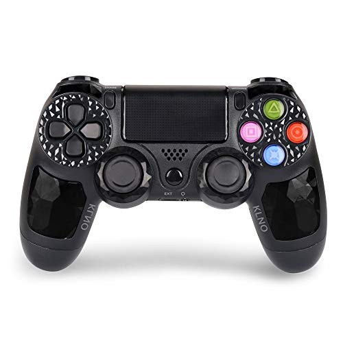 Game Controller for PS4  Dual Vibration 4 Wireless Controller for Playstation 4  Joystick with Sixaxis Bluetooth Super Power Micro USB MultiTouch Clickable Touch Pad Black