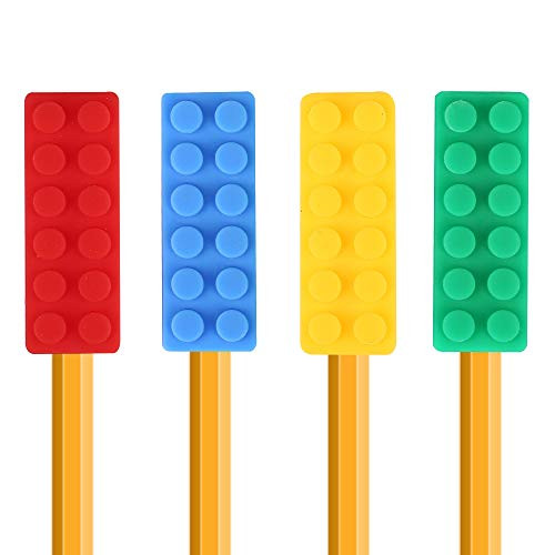Sensory Chew Pencil Toppers for Boys and Girls  Chewable Pencil Toppers for Kids with Autism ADHD SPD Oral Motor Teething  Biting Needs 4 Pack