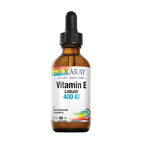 Solaray Vitamin E Drops 400IU  Unflavored w/Mixed Tocopherols  Healthy Heart Antioxidant Activity  Skin Support  Vegan  2 fl oz