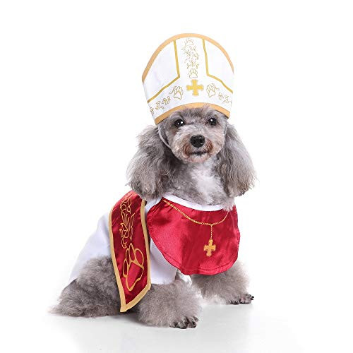 Coppthinktu Holy Pope Hound Dog Pet Costume Halloween Godfather Suit with Hat