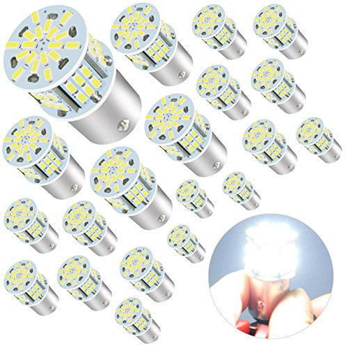 Deponstar-20 x Super Bright 1156 1141 1003 1073 BA15S 7506 54-SMD LED Replacement Light Bulbs for RV Indoor Lights 6000K,Xenon White