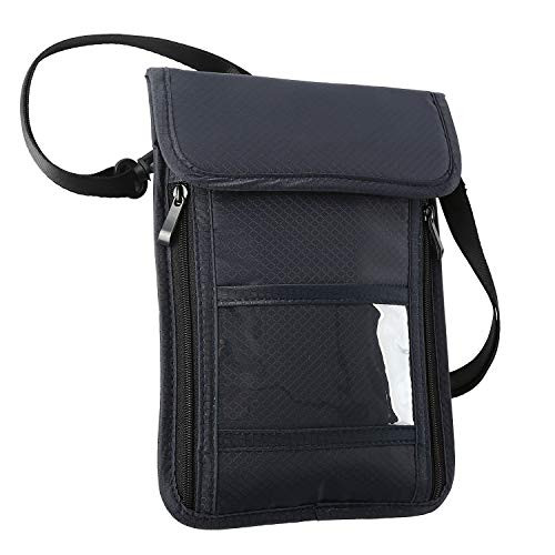 Passport Pouch WAAO Travel Neck Pouch Neck Wallet Stash with RFID Blocking Passport Holder for Men and Women