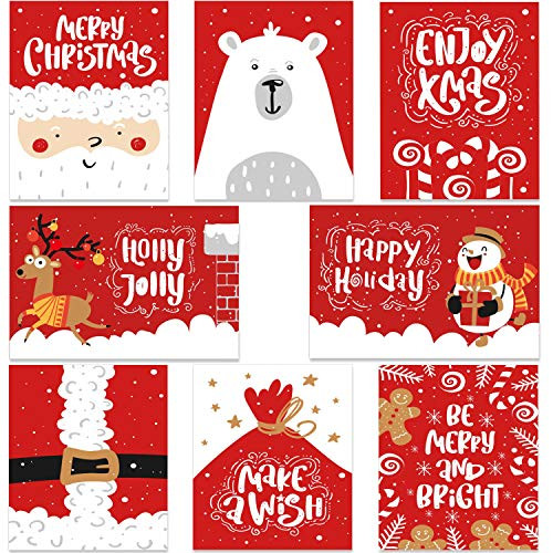 48Pack Merry Christmas Cards Bulk Box Set Ohuhu Xmas Winter Happy Holiday Greeting Cards of 8 Designs with Envelopes and Merry Christmas Stickers 4 x 6 Inches