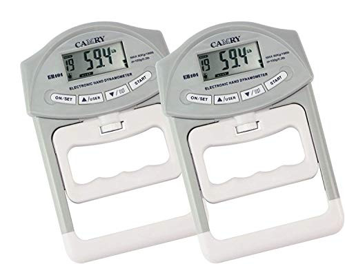 CAMRY Digital Hand Dynamometer Grip Strength Measurement Meter Auto Capturing Electronic Hand Grip Power 198Lbs / 90Kgs 2Pack