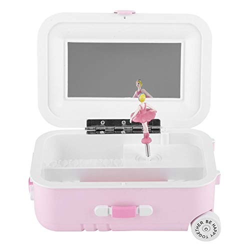 Suitcase Music Box Girl's Musical Jewelry Storage Box with Spinning Dancing Girl Cute Pink Suitcase Model Mini Music Box Jewelry Case Craft Gift Kid Toys Suitcase Music Box Girl's Musical Jewelry Storage Box with Spinning Dancing Girl Cute Pink Suitcase Model Mini Music Box Jewelry Case Craft Gift Kid Toys