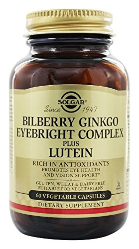 Solgar  Bilberry Ginkgo Eyebright Complex Plus Lutein, 60 Vegetable Capsules