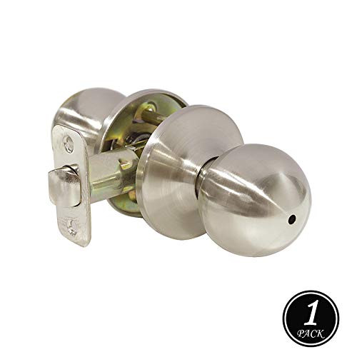 Bedroom Bathroom Door Lock Keyless Handleset Brushed Nickel Finish Interior Privacy Door Knob 1 Pack