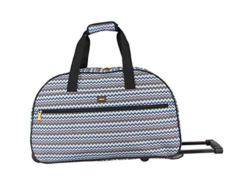 Lucas Designer Carry On Luggage Collection  Lightweight Pattern 22 Inch Duffel Bag Weekender Overnight Business Travel Suitcase with 2 Rolling Spinner Wheels Poly Brown