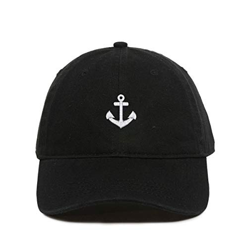 Anchor Baseball Cap Embroidered Cotton Adjustable Dad Hat Black