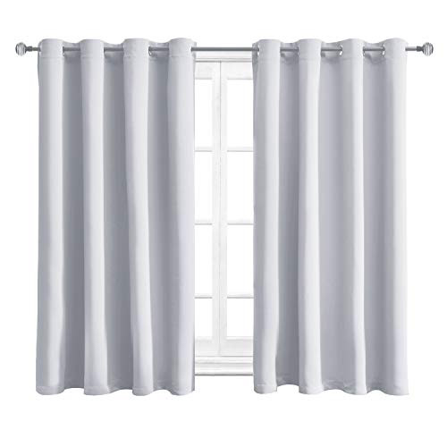 WONTEX Blackout Curtains Room Darkening Thermal Insulated with Grommet Window Curtain for Living Room 52 x 54 inch Greyish White 2 Panels
