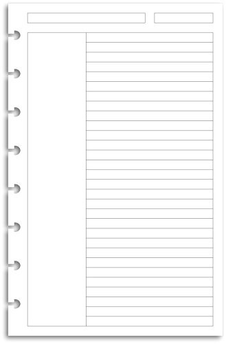 Eleven Discs Junior Margin Ruled Sheets Premium Heavyweight Discbound Notebook Paper Refills Punched for Circa Arc TUL 50 Sheets