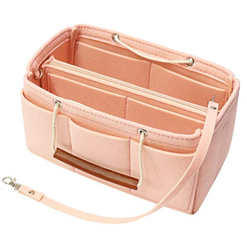 MISIXILE Felt Insert Bag Organizer2in1 Bag In Bag Tote Purse Organizer with Handles for Speedy Neverfull LongchamppinkM