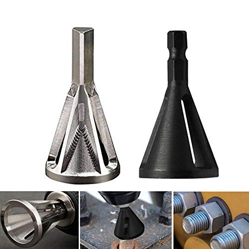 OSOF 2-Pack Deburring Drill Bit HSS Deburring External Chamfer Tool Remove Burr Cutting Drill Bit External Chamfer Bit(1Pcs Silver and 1Pcs Black)