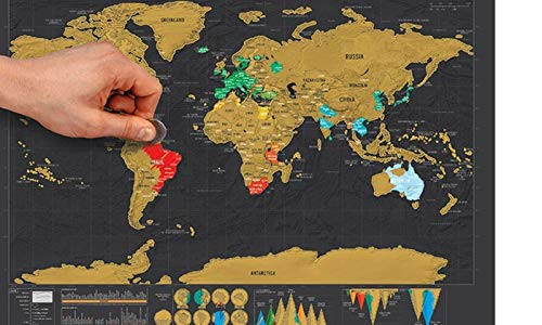 Scratch Off Map of The World XL Poster  Large ScratchOff World Map Wall Poster with Colorful Flags for Countries Visited Clear Outlined U S A  States Gift Idea for TravelersFamily Vacation Activi