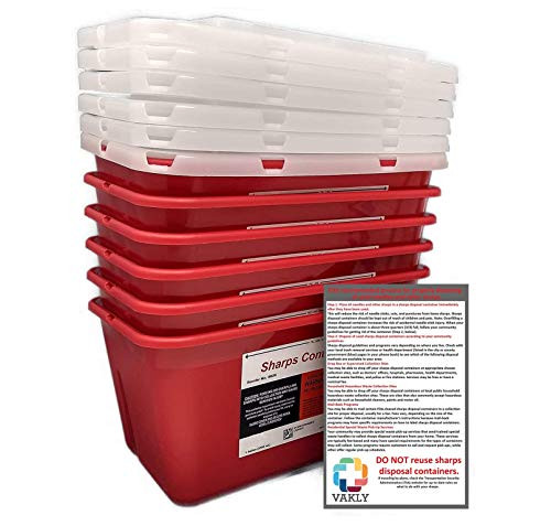 Bulk Sharps Container 1 Gallon Plus Vakly Biohazard Disposal Guide 6 Pack Bulk Sharps Container 1 Gallon Plus Vakly Biohazard Disposal Guide 6 Pack
