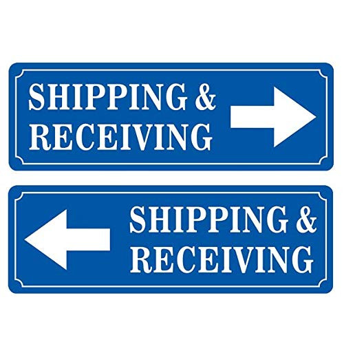 Outdoor/Indoor 2 Pack 9  X 3  Shipping  Receiving Sign Blue  White Sticker Decal  for Business Store Shop Cafe Office Restaurant  Back Self Adhesive Vinyl