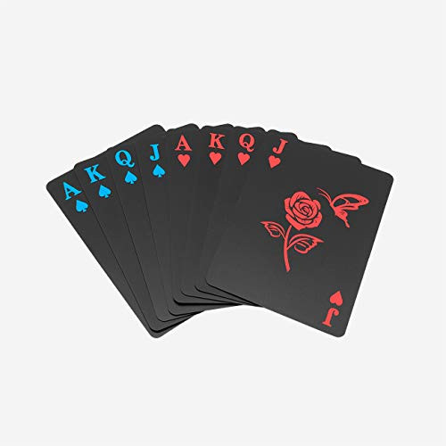 ACELION Waterproof Playing Cards Plastic Playing Cards Deck of Cards Gift Poker Cards Rose Cards and Black Tin