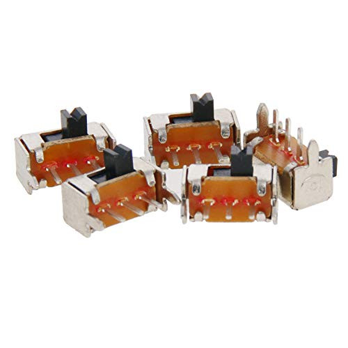 Fielect 100Pcs 2 Position 3Pin 1P2T Panel Mount Micro Slide Switch Latching Toggle Switch High Knob 2mm Handle Height Silver 50V 0 5A SK12D07