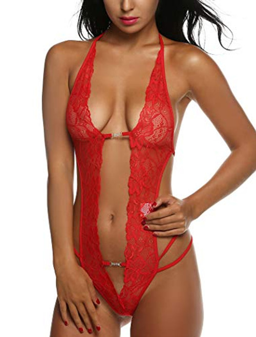 Avidlove Women One Piece Lingerie Halter Teddy Lace Babydoll Mini Bodysuit Red XXLarge Avidlove Women One Piece Lingerie Halter Teddy Lace Babydoll Mini Bodysuit Red XXLarge