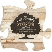 Our Family Tree On Faded Wood Look 12 x 12 Wall Hanging Puzzle Piece Plaque