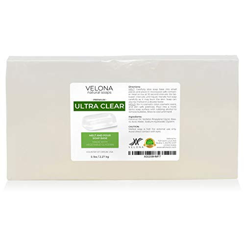 5 LB  ULTRA CLEAR GLYCERIN Soap Base by Velona  SLS/SLES free  Melt and Pour  Transparent Natural Bar For The Best Result for Soap Making