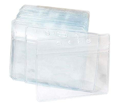 100PCS Clear Plastic Horizontal Name Tag Badge ID Card Holder Name Badge Holder Name Tag Holder Heavy Duty Sleeve Pouch with Waterproof Type Resealable Zip