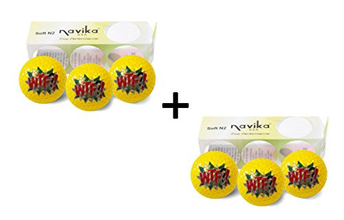 Navika Golf Balls- Yellow with WTF?! Emoji Imprint (2 PACK)
