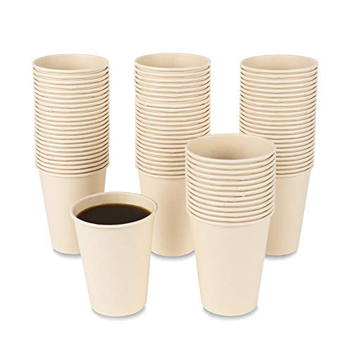 JAYEEY 160 Count 15 OZ Disposable Coffee Cups Bamboo Paper Cups Natural EcoFriendly Bamboo Fiber Cups Brown Hot Cups Hot Tea hot Drink
