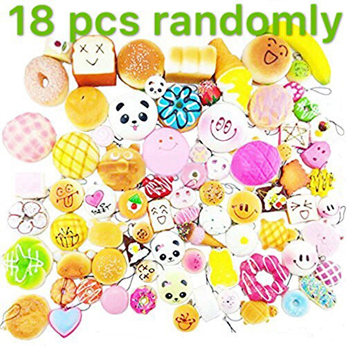 Originnt 18 Pcs Squishies Kawaii Slow Rising Jumbo/Medium/Mini Random with Phone Straps ibloom Squishy