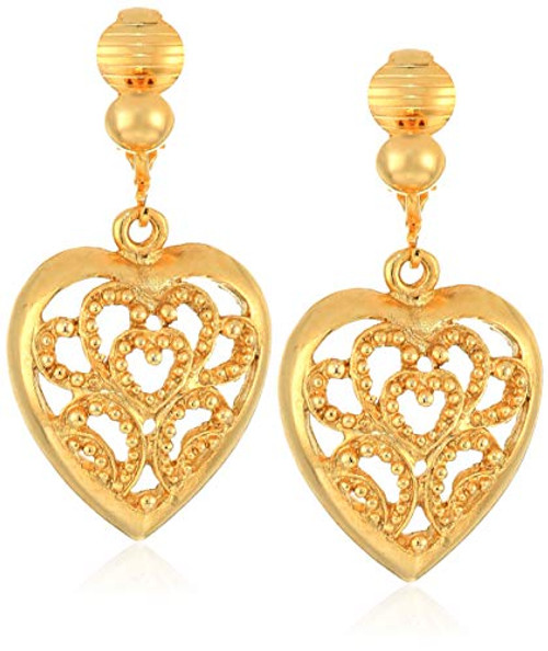 1928 Jewelry Women s GoldTone Filigree Heart Drop Clip Earrings Gold One Size