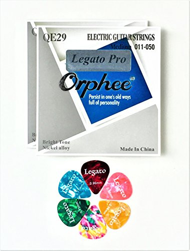 Electric Guitar Strings Professional Level Medium 1150 2 Sets Nano Coated w/ 6 Guitar Picks