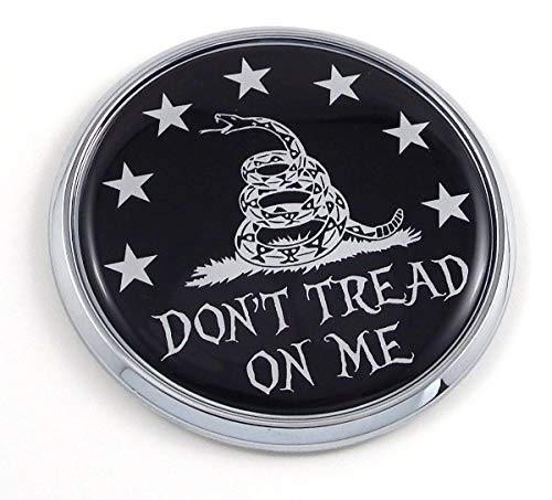 Don t Tread on Me Flag 2 75  Car Chrome Round Emblem Decal Sticker 3D Badge