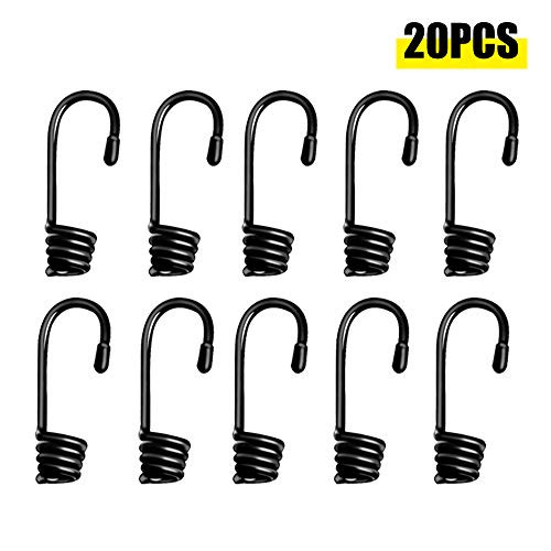 Originalidad 20 X 9mm PlasticCoated Bungee Shock Cord Hooks  Spiral Wire Hooks End for Elastic Rope Strapping Tape Set of 20