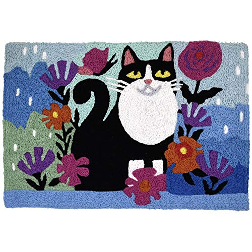 Jellybean Garden Feline Indoor/Outdoor Machine Washable 20  x 30  Accent Rug