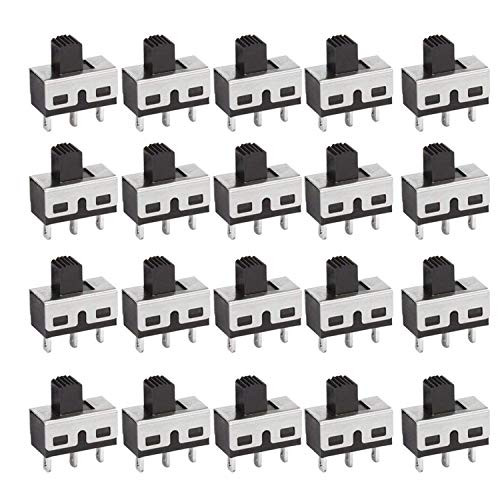 DIYhz 20Pcs SS12D10 3 Pin 2 Position SPDT Vertical Micro Miniature Slide Switch Latching Toggle Switch AC 3A 250V