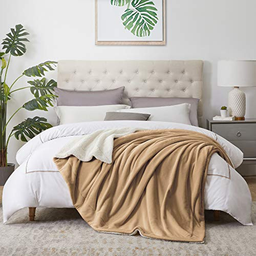 Walensee Sherpa Fleece Blanket King Size 108x90 Taupe Plush Throw Fuzzy Super Soft Reversible Microfiber Flannel Blankets for Couch Bed Sofa Ultra Luxurious Warm and Cozy for All Seasons