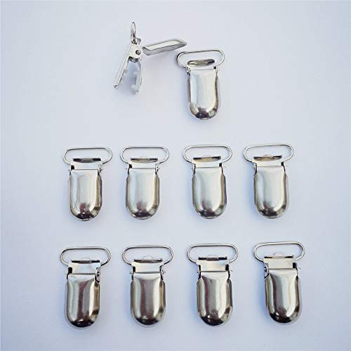 25pcs 20mm Pacifier Suspender Clips JerryMart Pacifier Clips for Making Pacifier Holders Bib Clips Toy Holder Silver 20mm