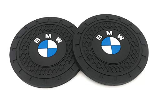Arrvweer Pack 2 Silicone Car Logo Cup Holder CoasterTough Auto Cup Holder Mat Anti Slip Coaster Durable Car Interior Accessories for BMW