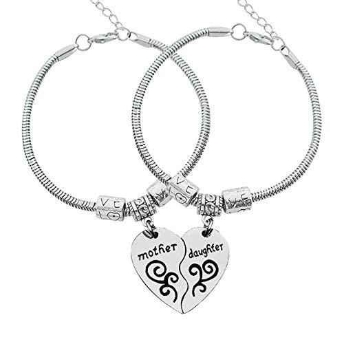 2PCs Matching Heart Mother Daughter Bracelets Mother Daughter Jewelry Set Gift for Mom or Daughter Heart Charm Matching Bangle Family Gift Bracelet Women Girl Jewelry Long Distance Matching Gifts 2PCs Matching Heart Mother Daughter Bracelets Mother Daughter Jewelry Set Gift for Mom or Daughter Heart Charm Matching Bangle Family Gift Bracelet Women Girl Jewelry Long Distance Matching Gifts