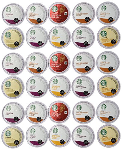 30 Count  Variety Pack of Starbucks Coffee KCups for All Keurig K Cup Brewers  10 flavors No DECAF 3 K Cups each