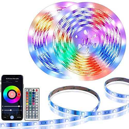 32 8ft LED Strip Lights Lights Strip Music Sync App Control with Remote 5050 RGB LED Light Strip Color Changing 40Key Remote