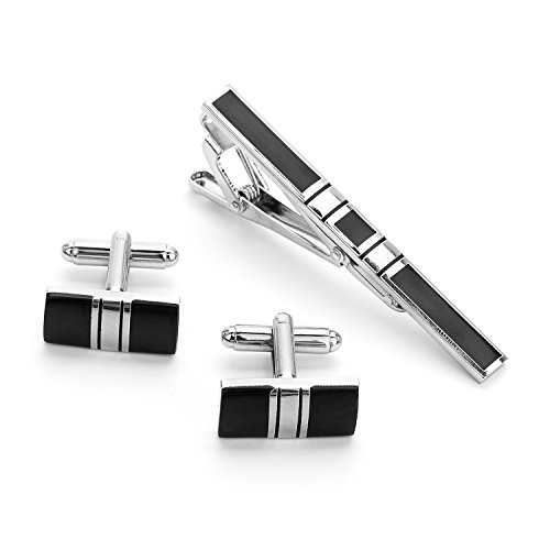 Mens Cufflinks and Tie Clip Set Business Necktie Clip Tie Bar Shirt Suit Cuff Links EStyle