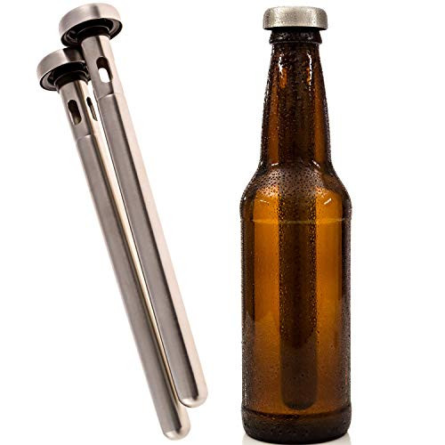 Brew House Beer Chillers - 2 Piece Gift Set for Men - Stainless Steel Drink Chiller Sticks Keep Bottled Drinks Cold - a cooler bar & party accessory & an ale chilling necessity - Made by Arron Kelly